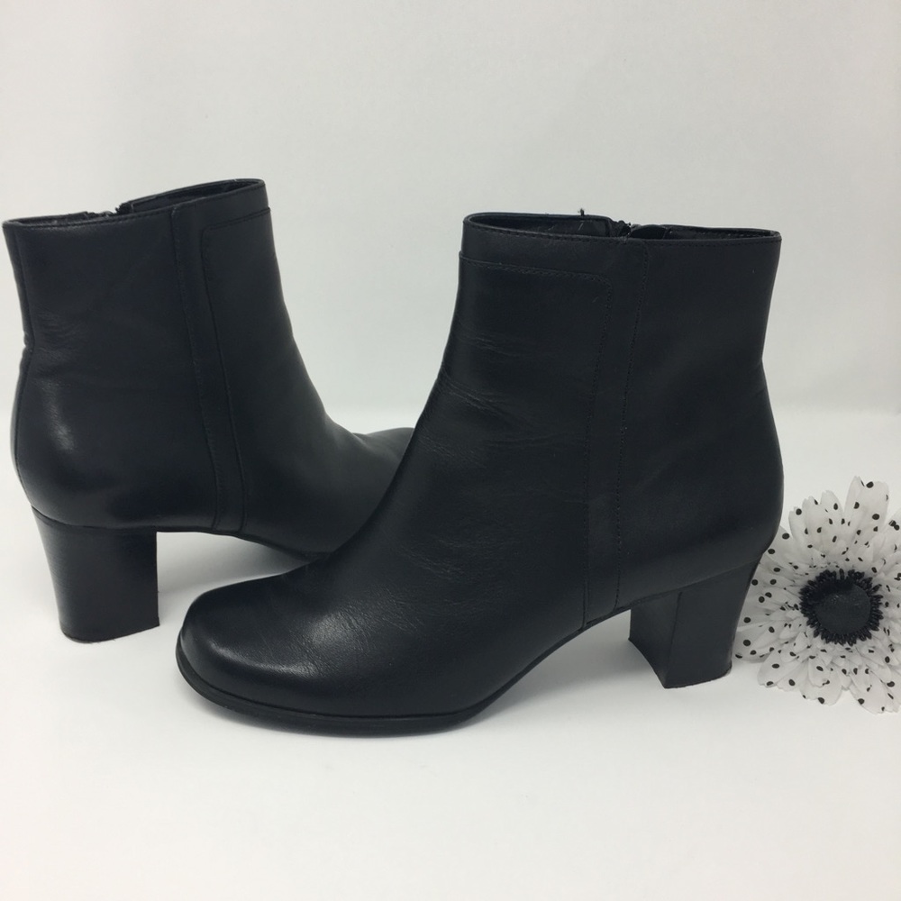 Black Leather Ankle Bootie